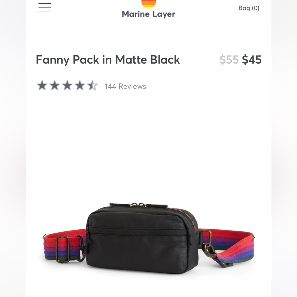 Marine layer Fanny Pack in Matte Black / belt bag